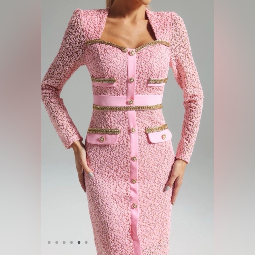 NWT Bella Barnett Elegant Pink Long Sleeve Dress - Picture 5 of 10